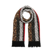 Burberry TB Monogram Stripe Knit Football Muffler Bridle Brown