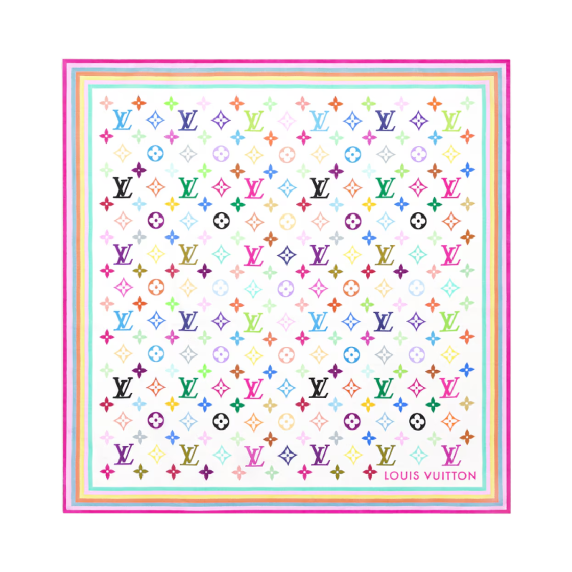 (W) 루이비통 x 무라카미 타카시 모노그램 멀티컬러 스퀘어 55 화이트((W) Louis Vuitton x Murakami Takashi Monogram Multicolor Square 55 White)