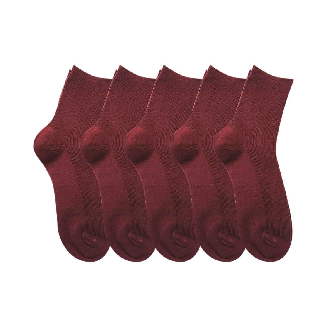 A-PK-BU_N-M (W) Aone Premium Knit Mini Socks 5-Pack Burgundy