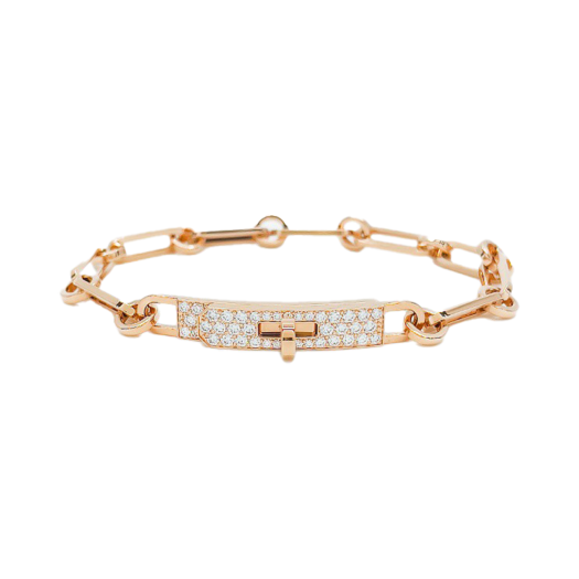 ITQLNCEDVOKQ Hermes Kelly Chain Bracelet SH 18K Rose Gold Diamond