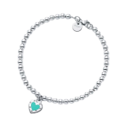 Tiffany & Co. Return to Tiffany Love Tiffany Blue Heart Tag Bead Bracelet Silver