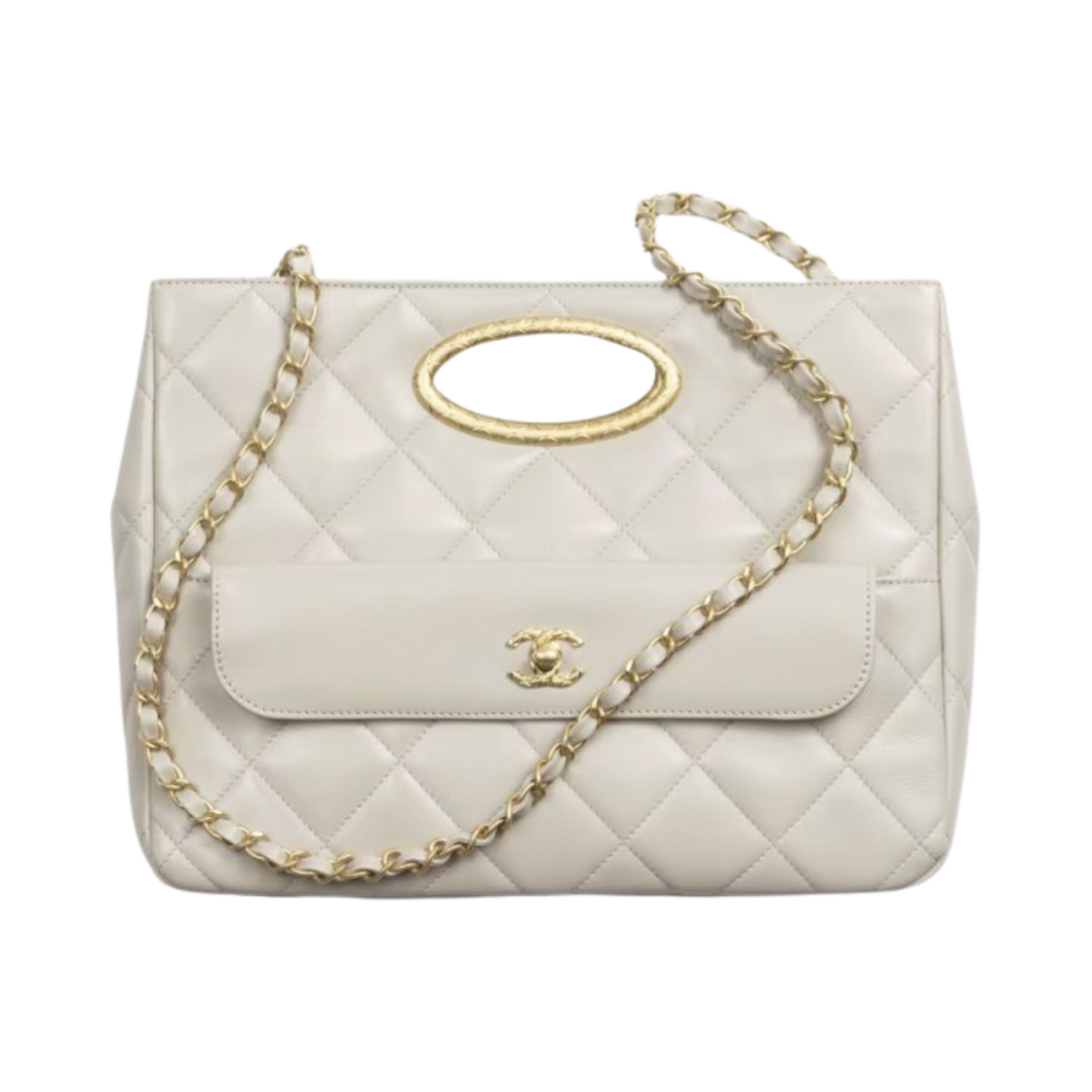 샤넬 스몰 쇼핑백 램스킨 & 골드 메탈 라이트 그레이(Chanel Small Shopping Bag Lambskin & Gold Light Grey) - 1