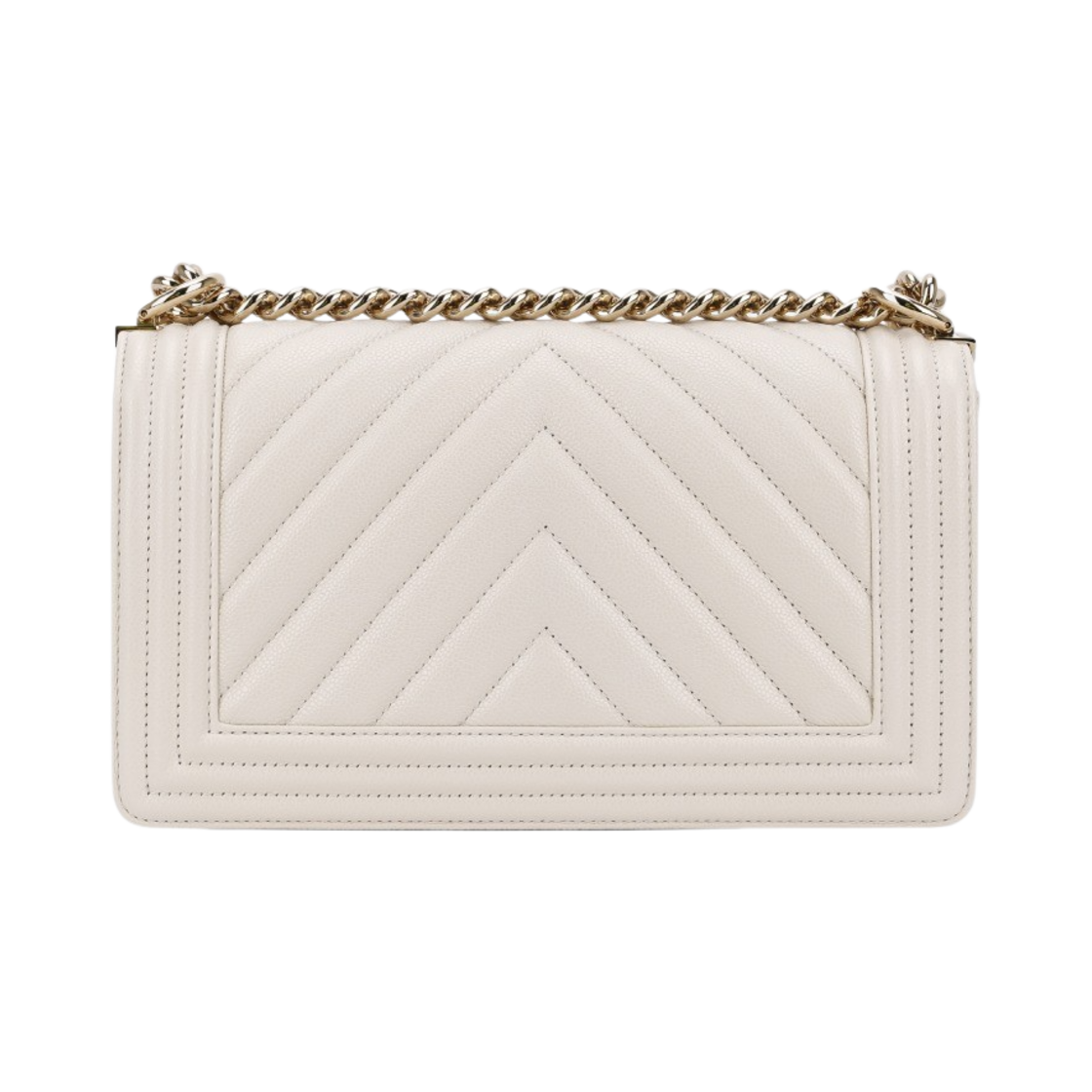샤넬 보이 샤넬 미디움 플랩백 그레인드 카프스킨 & 골드 메탈 화이트(Chanel Medium Boy Chanel Handbag Grained Calfskin & Gold White) - 2