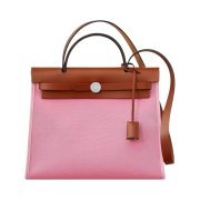Hermes Herbag Zip 31 Bag Selier Canvas & Palladium Cuivre Pink