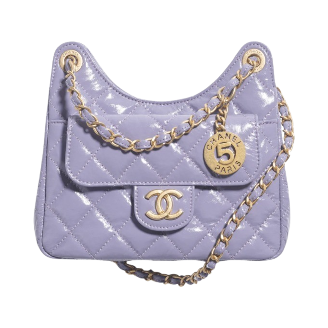 샤넬 스몰 호보백 샤이니 크럼플드 카프스킨 & 골드 메탈 라이트 퍼플(Chanel Small Hobo Bag Shiny Crumpled Calfskin & Gold Light Purple)