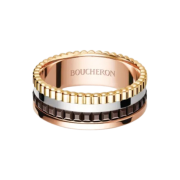 Boucheron Quatre Classique Ring Small 18K Yellow White Pink Gold Brown