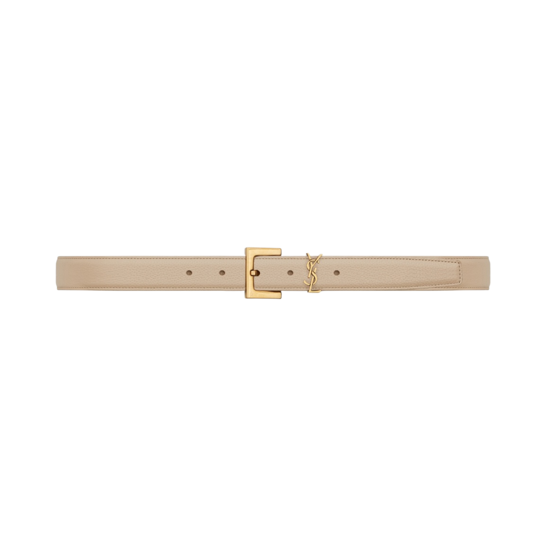 (W) 생로랑 카산드라 그레인 레더 스퀘어 버클 벨트 씨 솔트((W) Saint Laurent Cassandre Grained Leather Square Buckle Belt Sea Salt) - 1