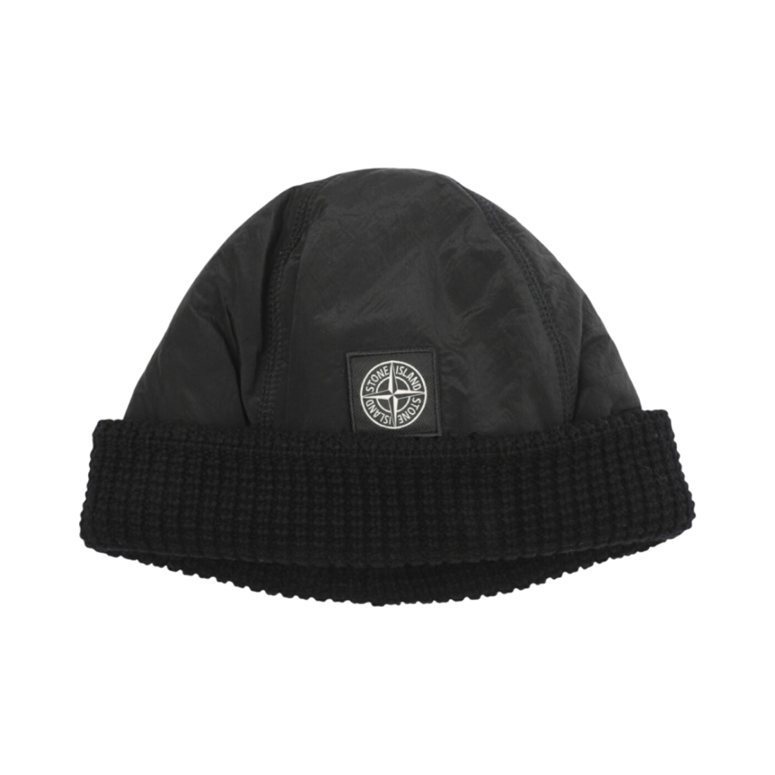 스톤아일랜드 N09C8 퓨어 울 나일론 메탈 디테일 비니 블랙 - 21FW(Stone Island N09C8 Pure Wool with Nylon Metal Details Beanie Black - 21FW) - 1