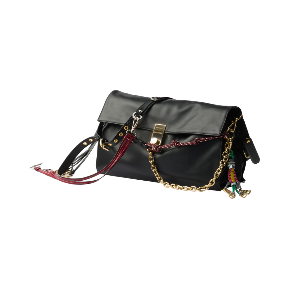 프라다 소프트 사운드 라지 레더 숄더백 참 블랙(Prada Soft Sound Large Leather Shoulder Bag with Charms Black) - 3