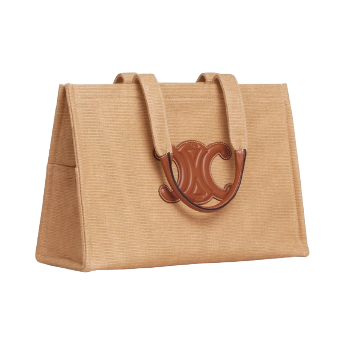 셀린느 텍스타일 & 카프스킨 타이스 라지 카바스백 내츄럴 탄(Celine Large Cabas Thais in Textile and Calfskin Natural Tan) - 2