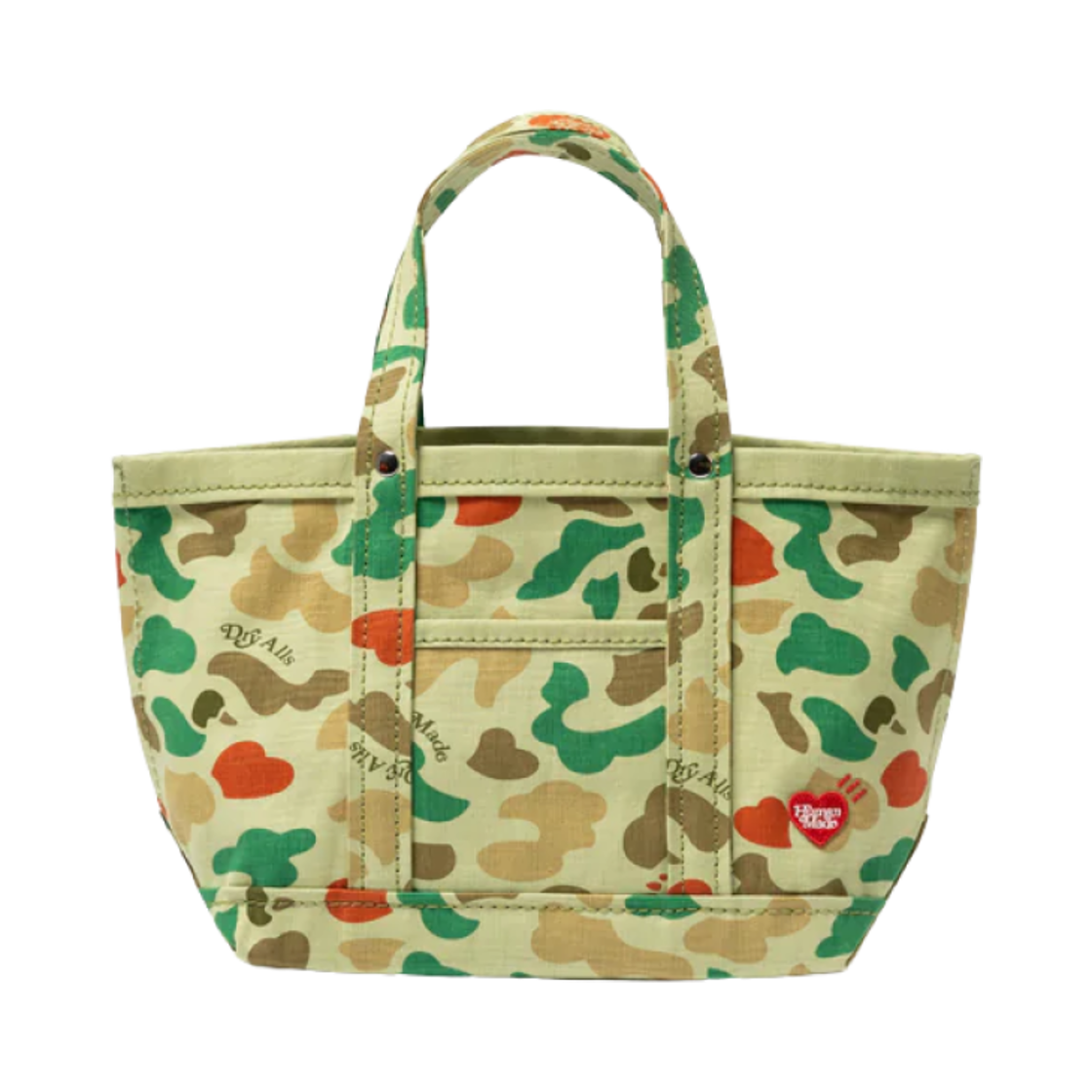 휴먼 메이드 x 베르디 걸스 돈 크라이 하트 카모 토트 백 스몰 그린(Human Made x Verdy Girls Don't Cry Heart Camo Tote Bag Small Green) - 1
