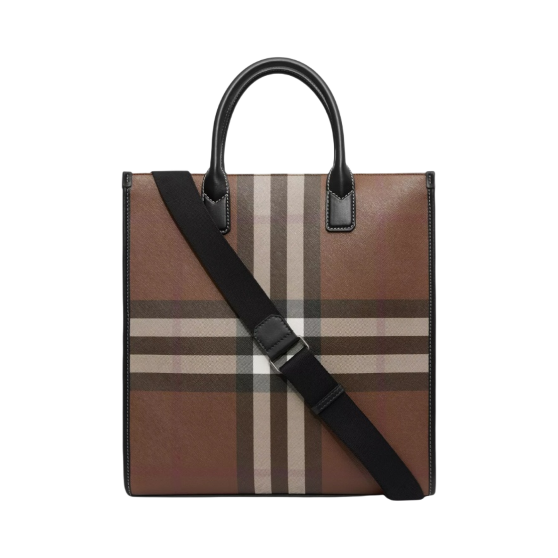 버버리 이그재저레이트 체크 슬림 버티컬 데니 토트백 다크 버치 브라운(Burberry Exaggerated Check Slim Vertical Denny Tote Dark Birch Brown) - 2