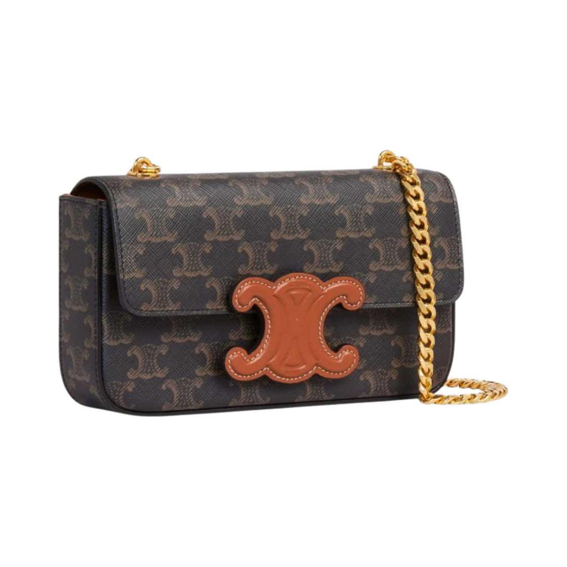 셀린느 트리옹프 캔버스 & 카프스킨 체인 숄더백 트리옹프 탄(Celine Chain Shoulder Bag Cuir Triomphe in Triomphe Canvas and Calfskin Tan) - 2