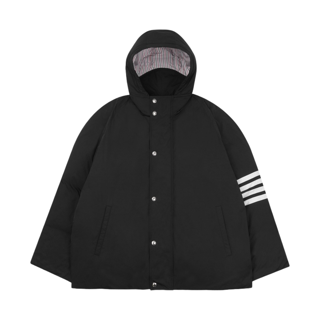 톰브라운 폴리 트윌 사선 풋볼 사이드라인 파카 블랙(Thom Browne Poly Twill 4-Bar Football Sideline Parka Black)