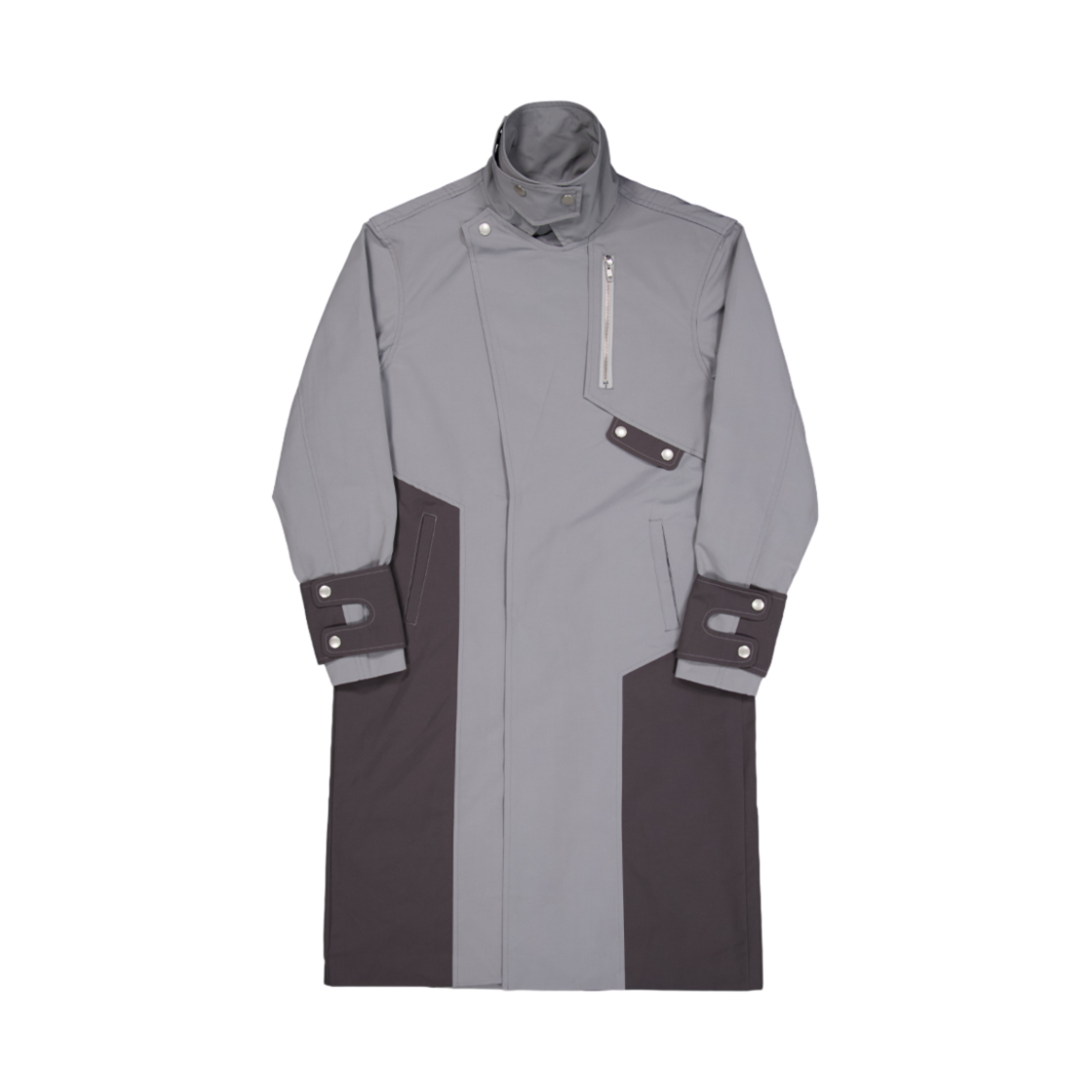 24FW-19 Full of Ssun Ghost In The Shell Paneled Trench Coat Grey & Dark Grey