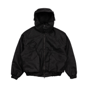 Full of Ssun 4oz Quilting Multi Pocket Hood Leather Jacket Black