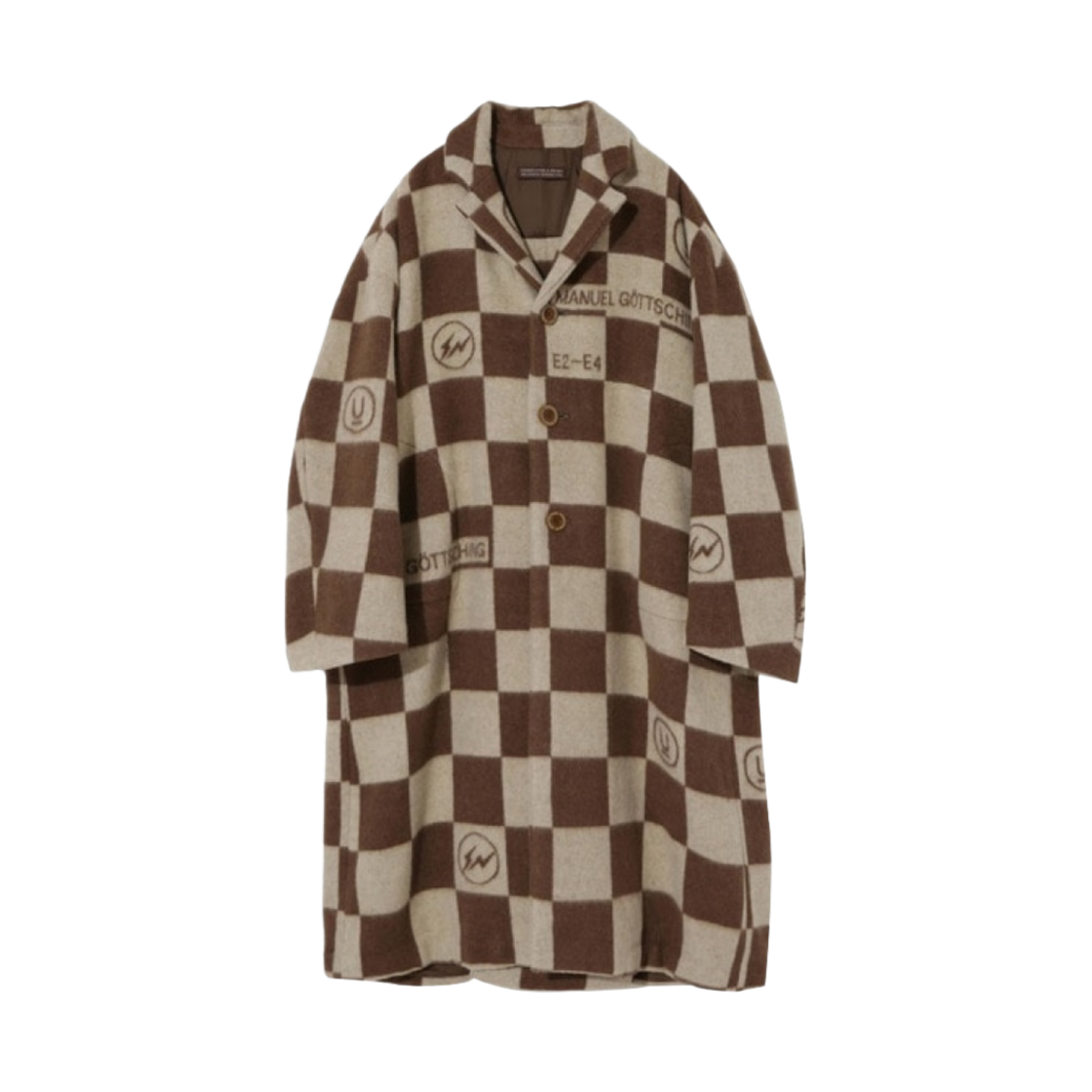 (W) 언더커버 x 프라그먼트 UC2C1303-2 울 코트 브라운 체크((W) Undercover x Fragment UC2C1303-2 Wool Coat Brown Check)