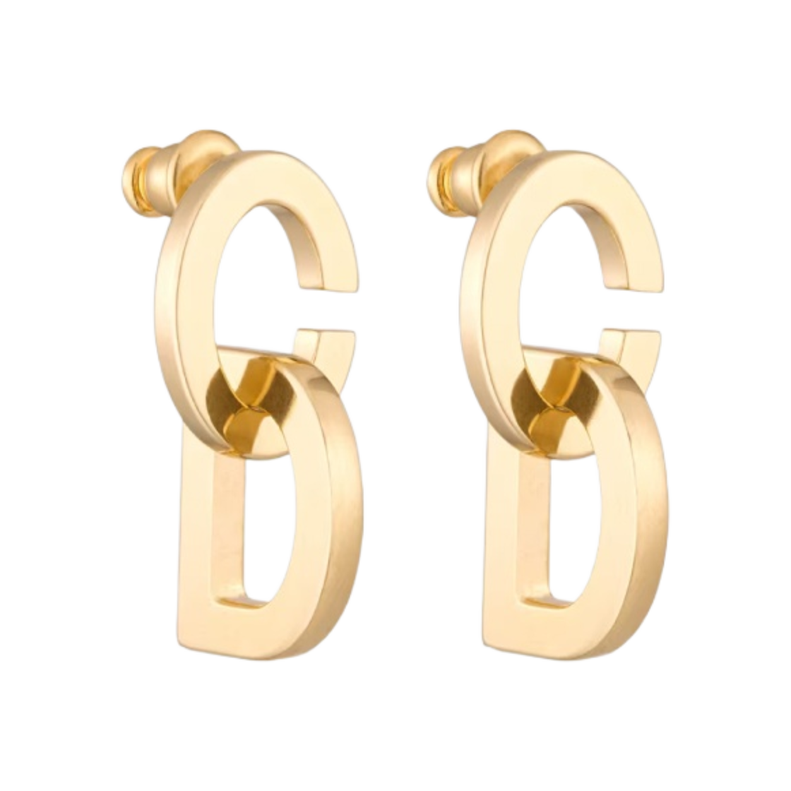 (W) 디올 CD 락 이어링 골드 피니쉬 메탈((W) Dior CD Lock Earrings Gold Finish Metal) - 1