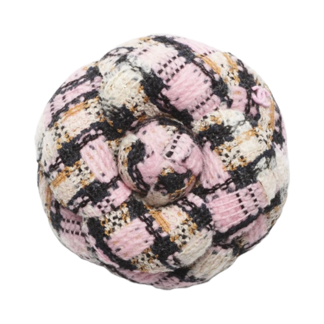 샤넬 까멜리아 브로치 울 코튼 트위드 & 핑크 에크루 라이트 베이지 블랙(Chanel Camellia Brooch Wool Cotton Tweed & Pink Ecru Light Beige Black) - 1