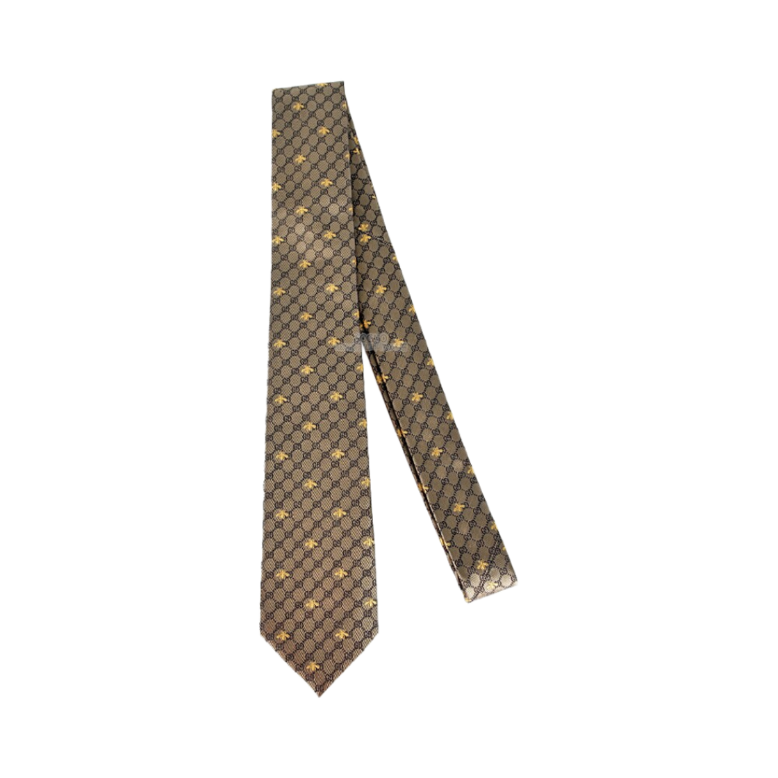 545078-4E002-9764 Gucci GG Bees Silk Tie Beige Ebony