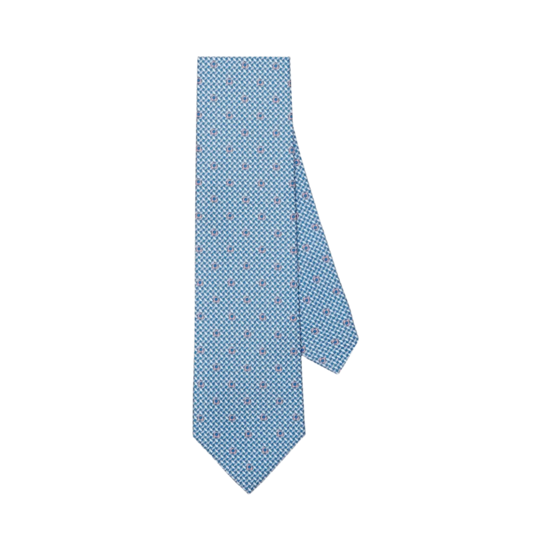 페라가모 간치니 프린트 실크 타이 블루에뜨 라이트 블루(Ferragamo Gancini Print Silk Tie Bluette Light Blue) - 1