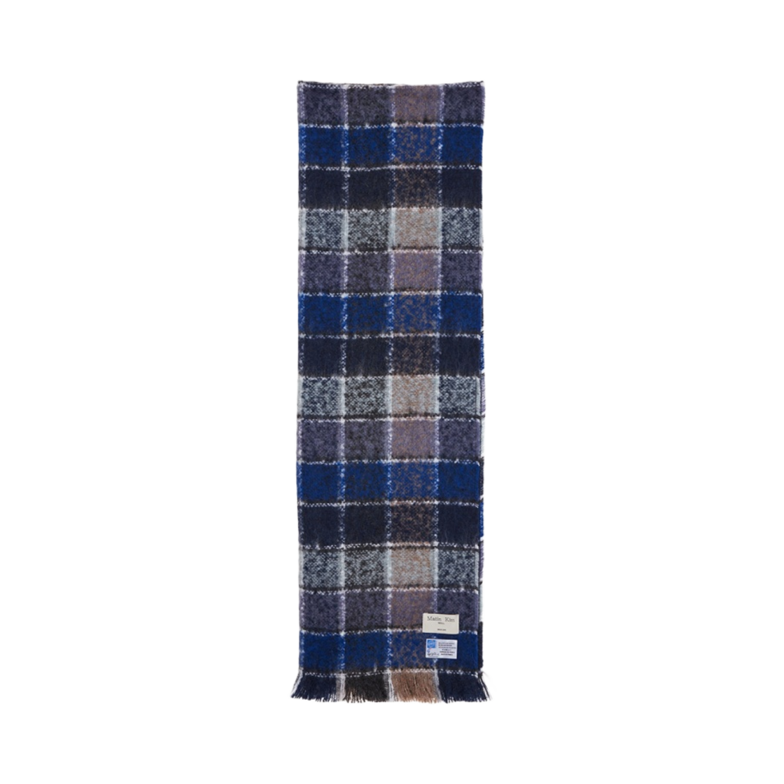 MK239OAC034MBL Matin Kim Classic Wool Blended Big Check Muffler Blue