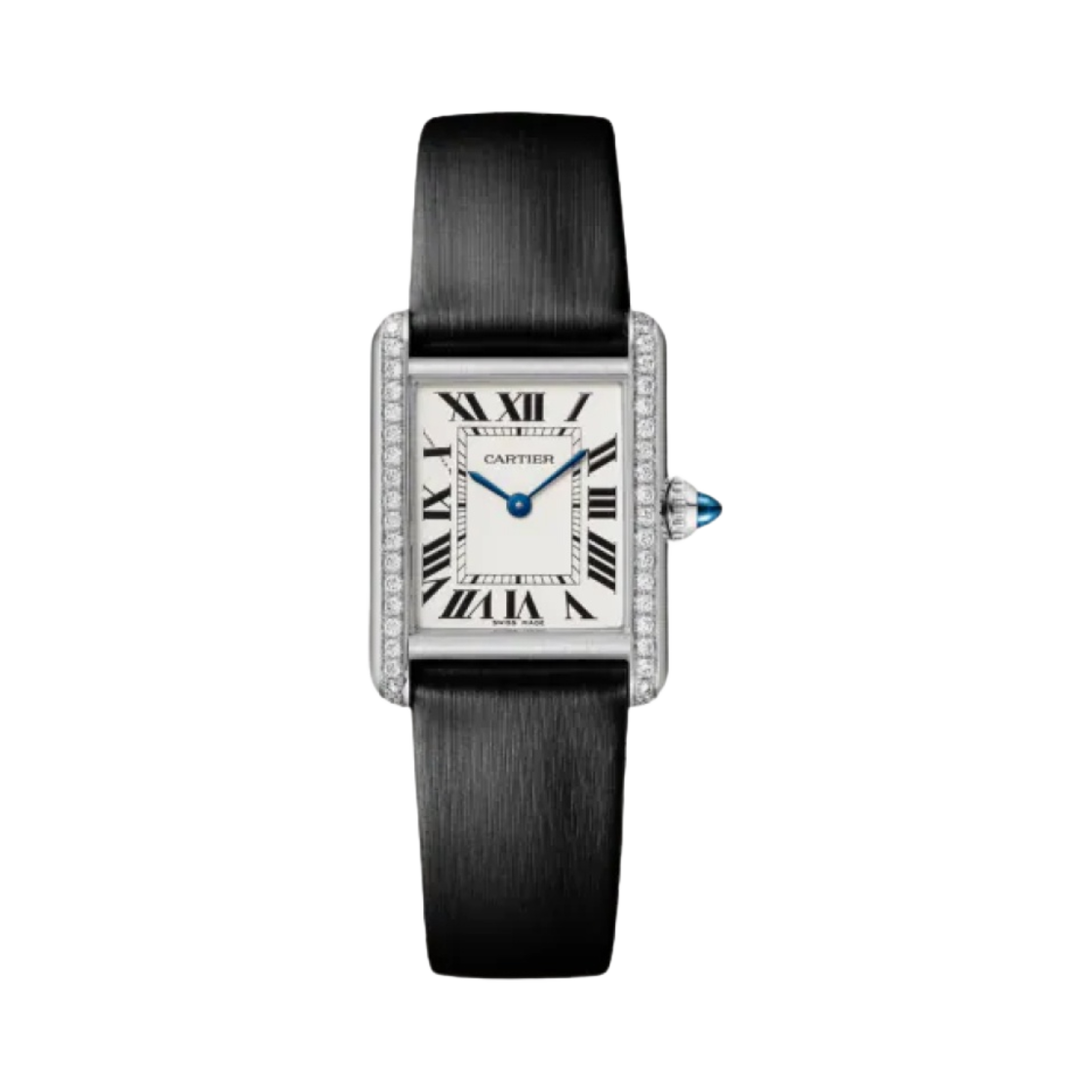 까르띠에 탱크 머스트 워치 스몰 쿼츠 다이아 셋팅 스틸 카프스킨 블랙(Cartier Tank Must Watch Small Quartz Diamond-Set Steel Calfskin Black)