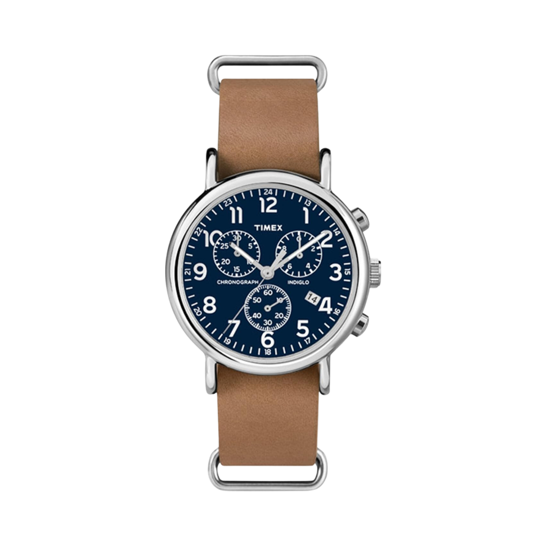 TW2P62300 Timex Weekender 40mm Leather Strap Watch Tan Silver Tone