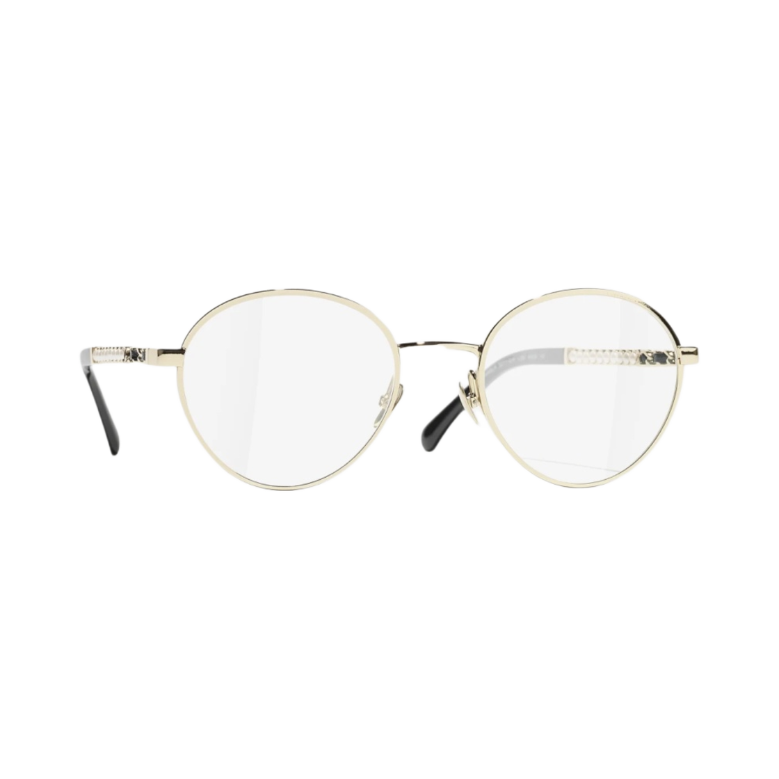 샤넬 프레임 메탈 글래스 펄 & 블랙 골드(Chanel Round Eyeglasses Metal Glass Pearls & Black Gold) - 2