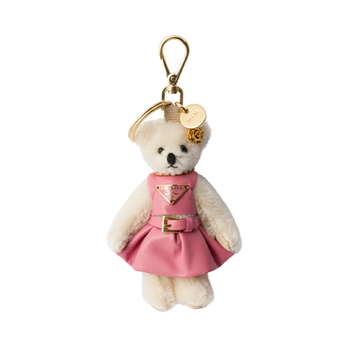 프라다 테디 베어 백 참 메탈 링 화이트 오키드 핑크 | Prada | KREAM