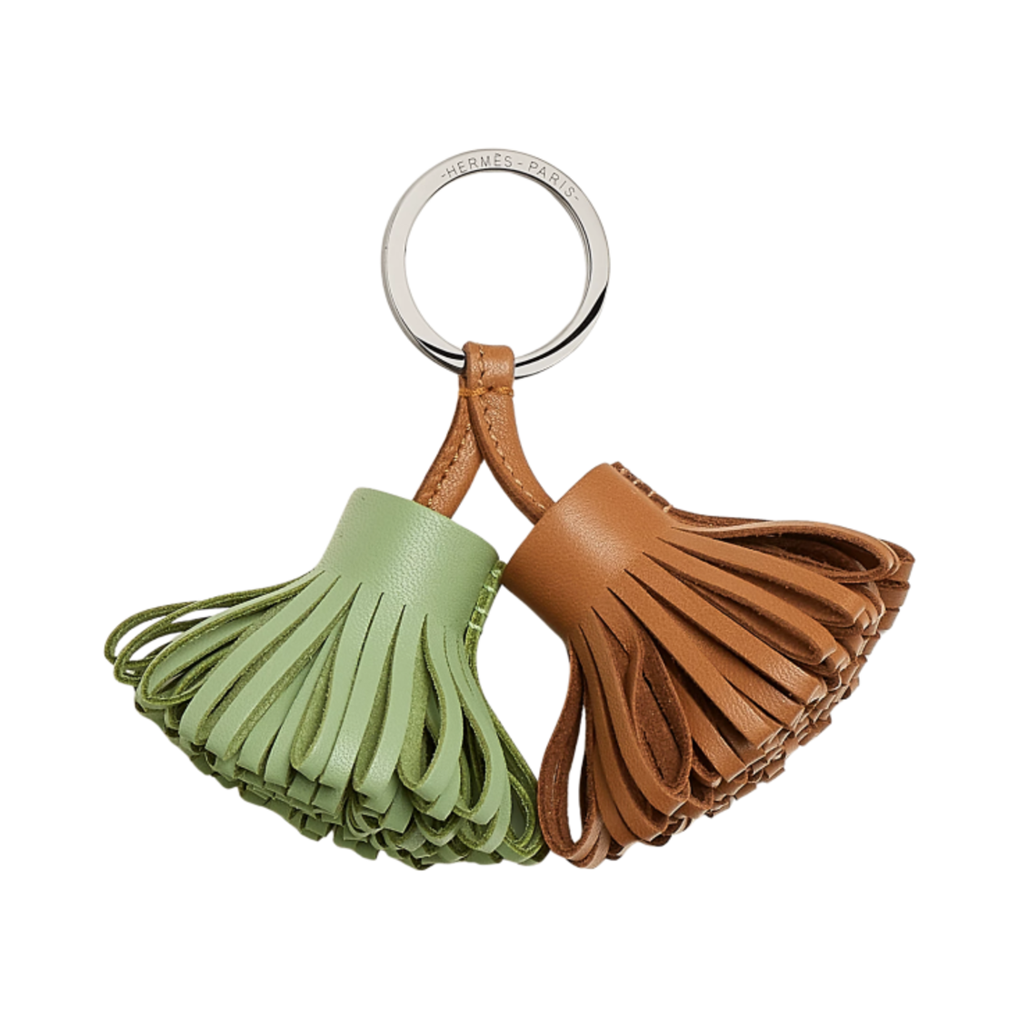 H077895CJCP Hermes Carmen Uno-Dos Keyring Milo & Gold Vert Criquet
