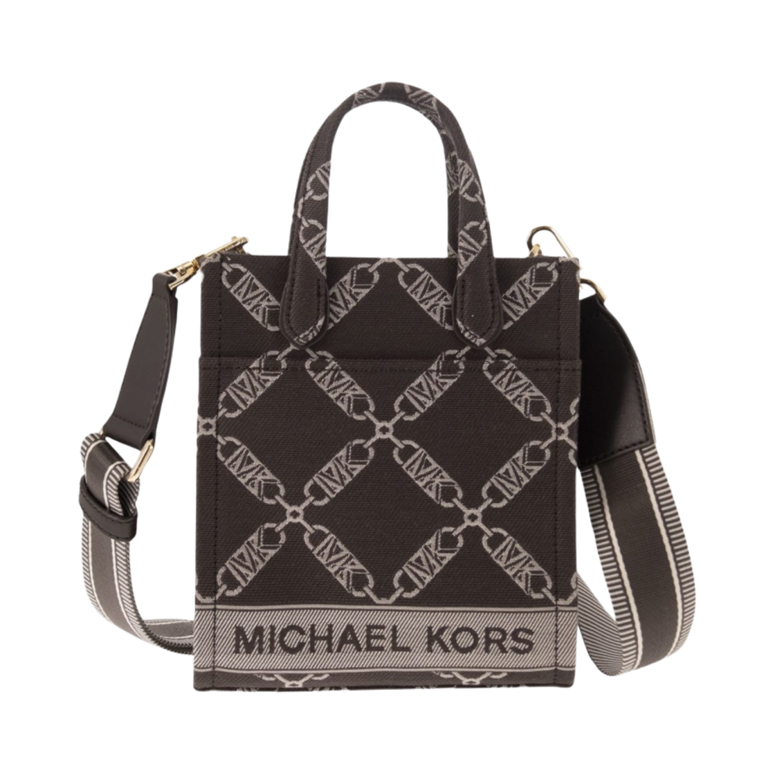 마이클 코어스 지지 엑스트라 스몰 엠파이어 로고 자카드 크로스바디백 초콜릿 멀티(Michael Kors Gigi Extra Small Empire Logo Jacquard Crossbody Bag Chocolate Multi) - 1