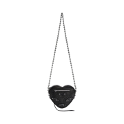 Balenciaga Arena Lambskin Aged Silver Hardware Le Cagole Mini Heart Bag Black