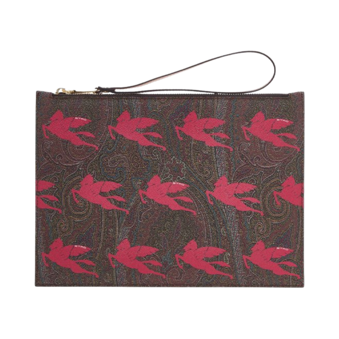 1N4602639656 Etro Paisley Pegasus Clutch Brown Pink