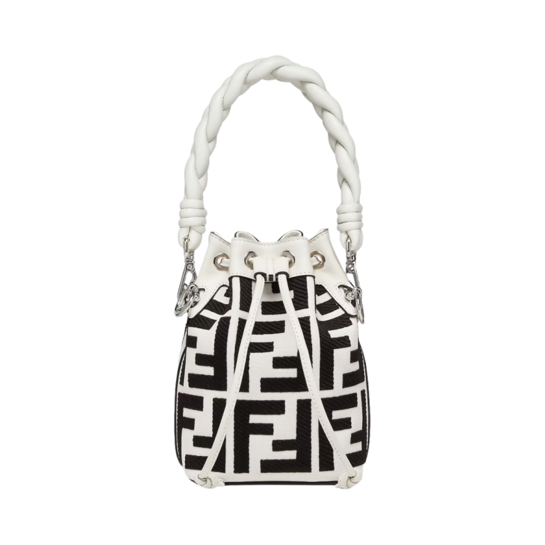 펜디 몬트레조 FF 자수 캔버스 미니백 화이트