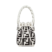 Fendi Mon Tresor FF Embroidery Canvas Mini Bag White