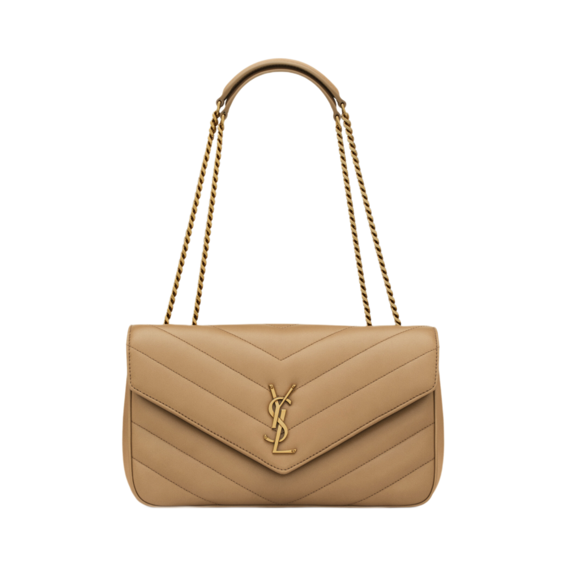 801439-AAEAX-2357 Saint Laurent Loulou Medium in Matelasse Lambskin Natural Tan