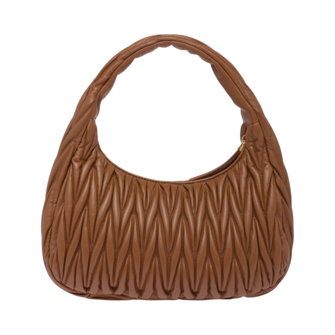 미우 미우 완더 마테라쎄 나파 레더 호보백 코냑(Miu Miu Wander Matelasse Nappa Leather Hobo Bag Cognac) - 3