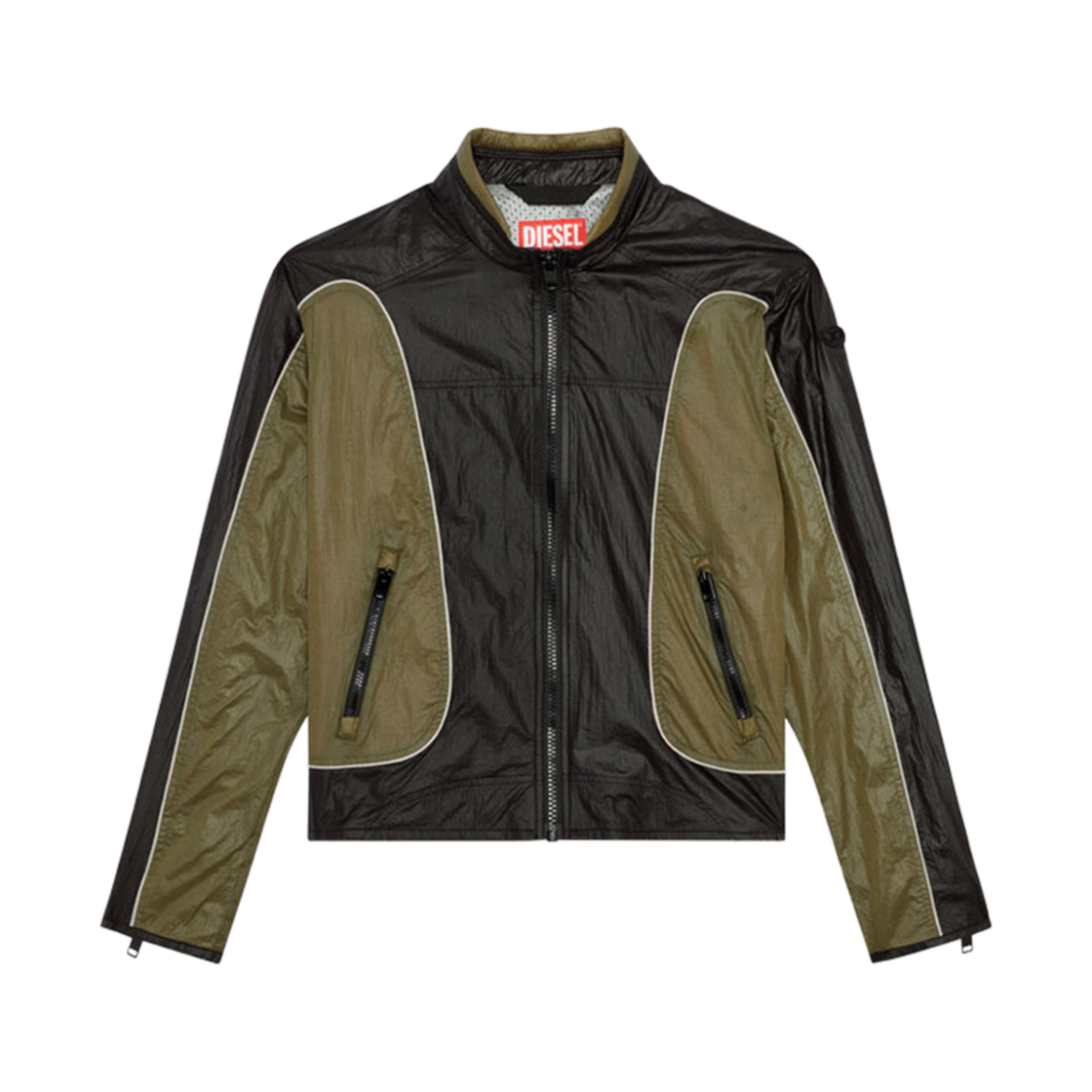 디젤 나일론 자켓 콘트라스트 디테일링 블랙 브라운(Diesel Nylon Jacket with Contrast Detailing Black Brown)