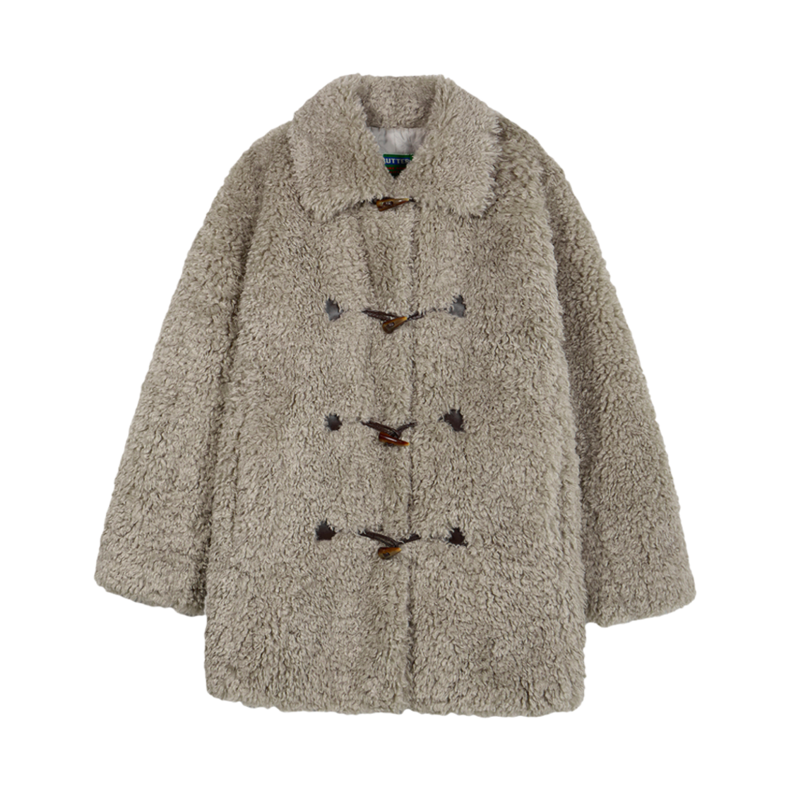 P00000VR Greenbutter Shearling Duffle Half Coat L Grey