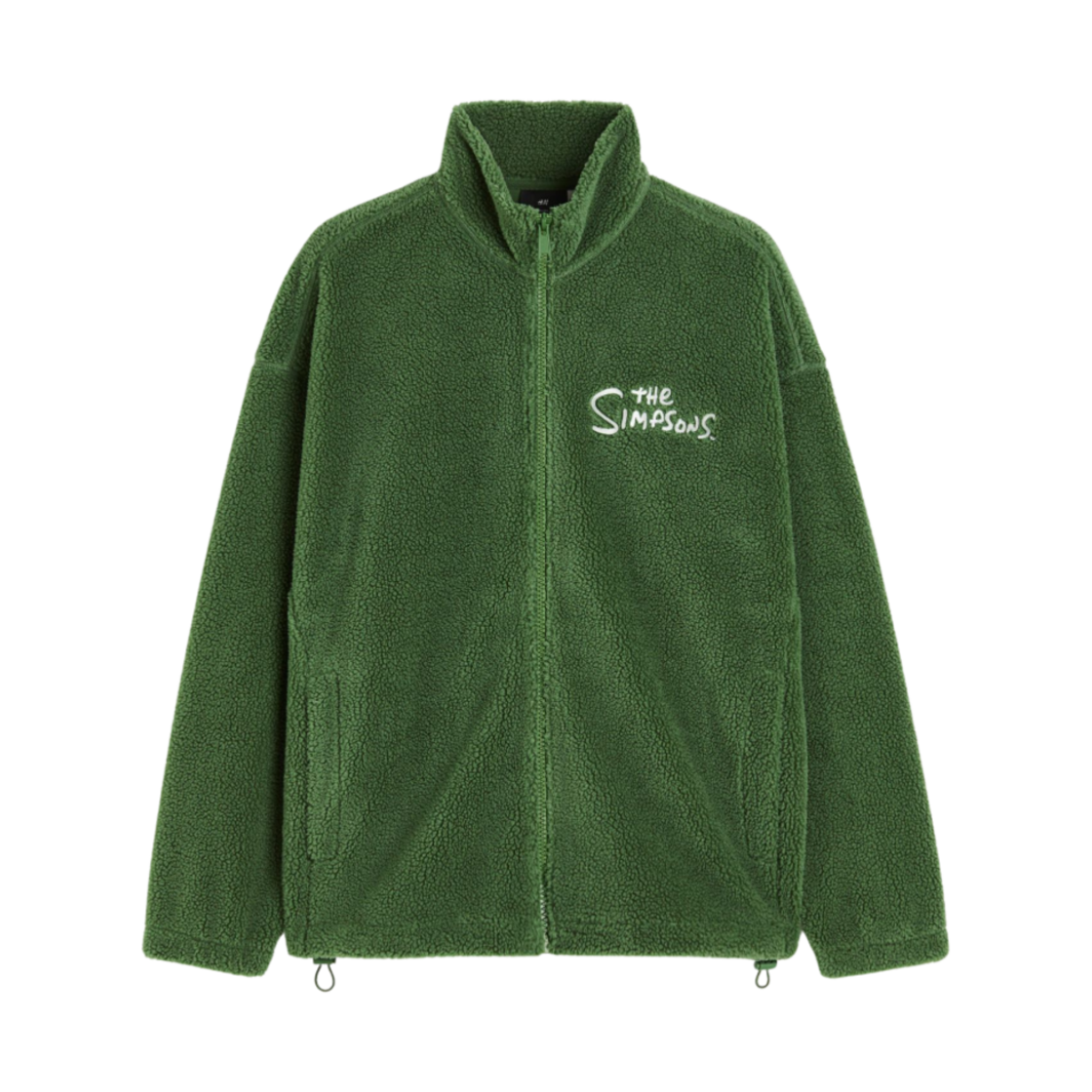 1201596004 H&M Oversized Fit Teddy Jacket Grass Green