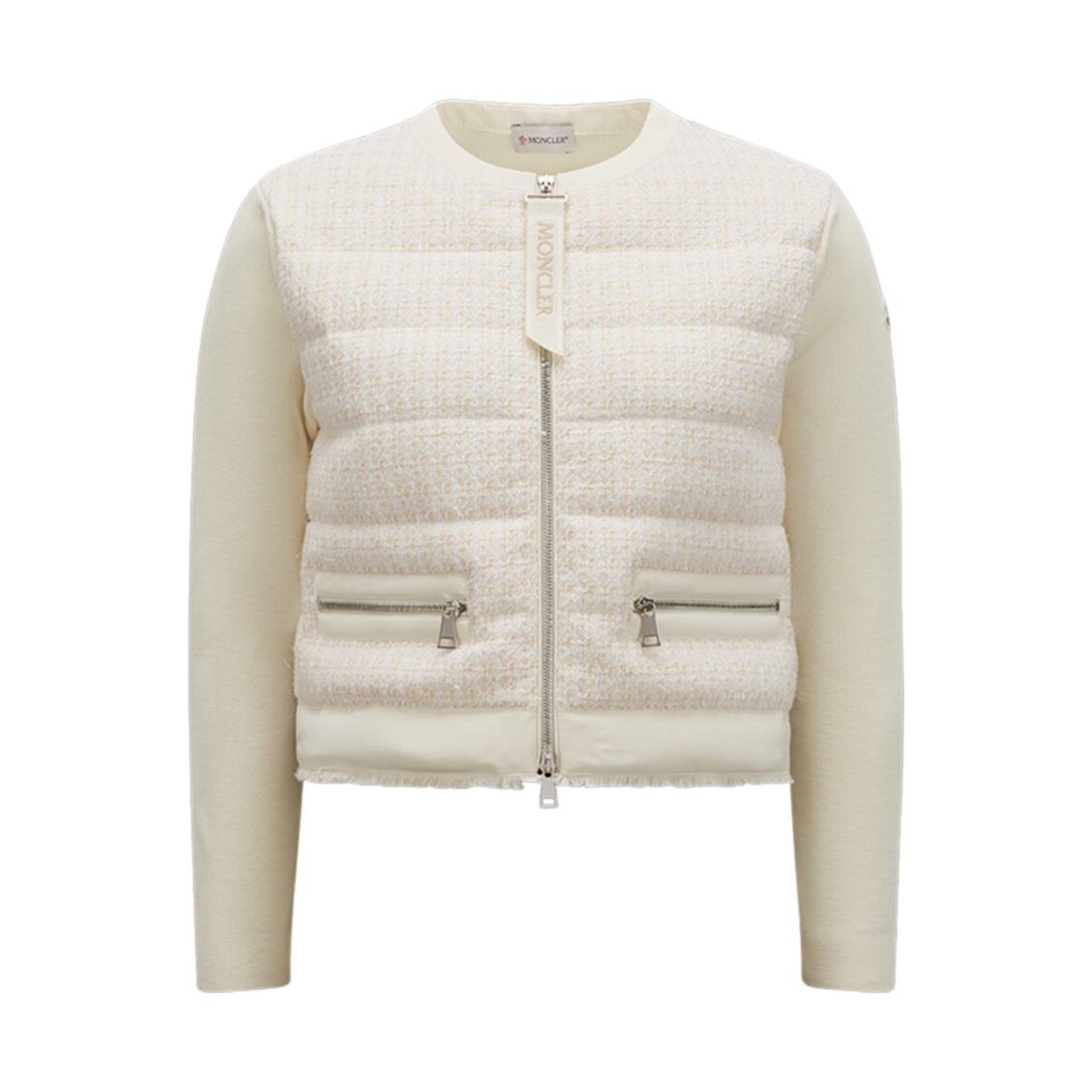 (W) 몽클레르 패딩 울 가디건 화이트 - 23SS((W) Moncler Padded Wool Cardigan White - 23SS) - 1