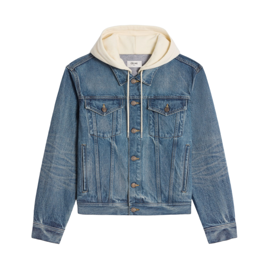 (W) 셀린느 데님 후드 트러커 자켓 유니온 워시