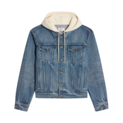 (W) Celine Trucker Jacket with Hood in Denim Union Wash