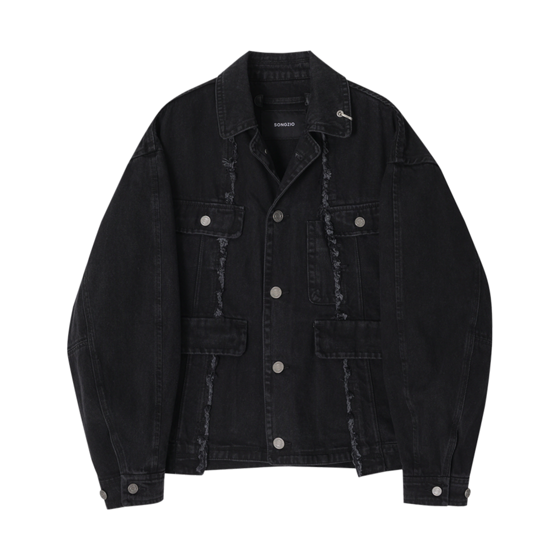 SH2JP721DG ASYMMETRIC CUT DENIM TRUCKER DARK GREY