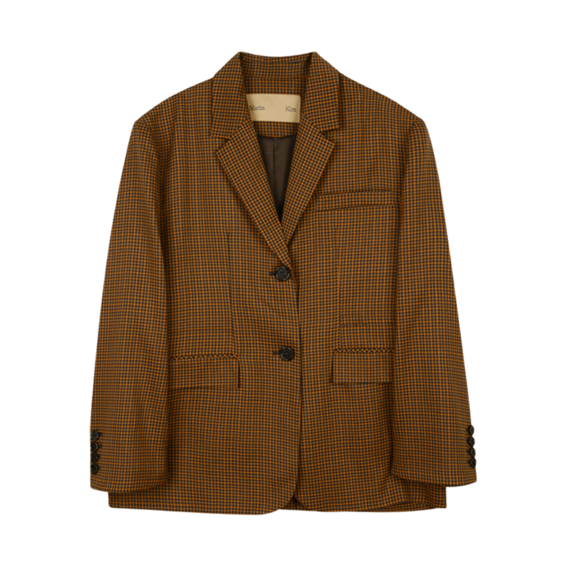 (W) 마뗑킴 건 클럽 체크 자켓 브라운((W) Matin Kim Gun Club Check Jacket Brown) - 1