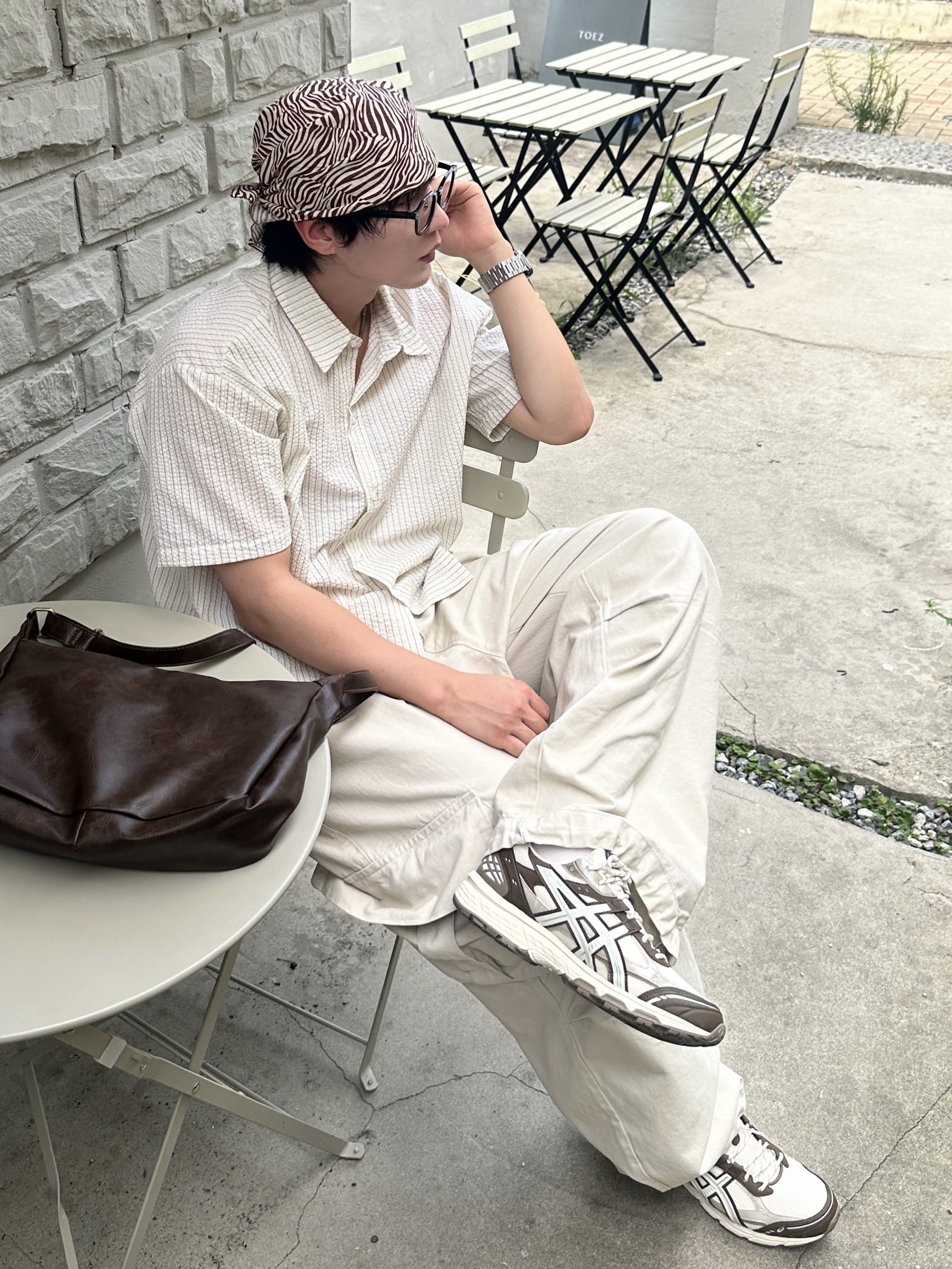 Asics Gel-Nunobiki Cream Brown Storm 착용 스타일 - 2
