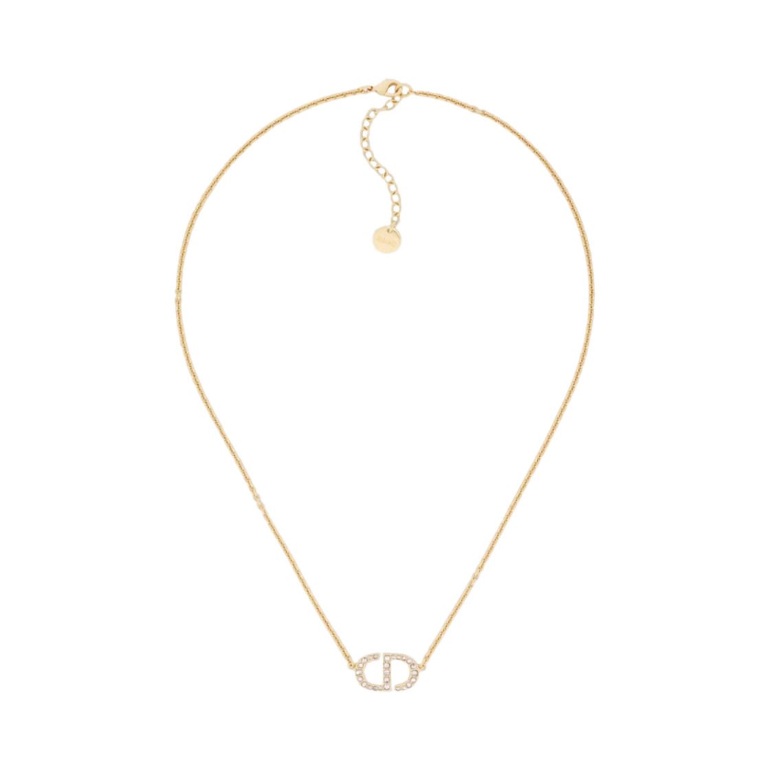 (W) 디올 쁘띠 CD 네클리스 골드 피니쉬 메탈 실버 톤 크리스탈((W) Dior Petit CD Necklace Gold Finish Metal Silver Tone Crystals)