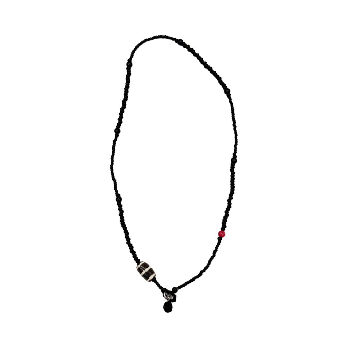 SLN522_01 SANLI Stripe Red Point Necklace Black Red