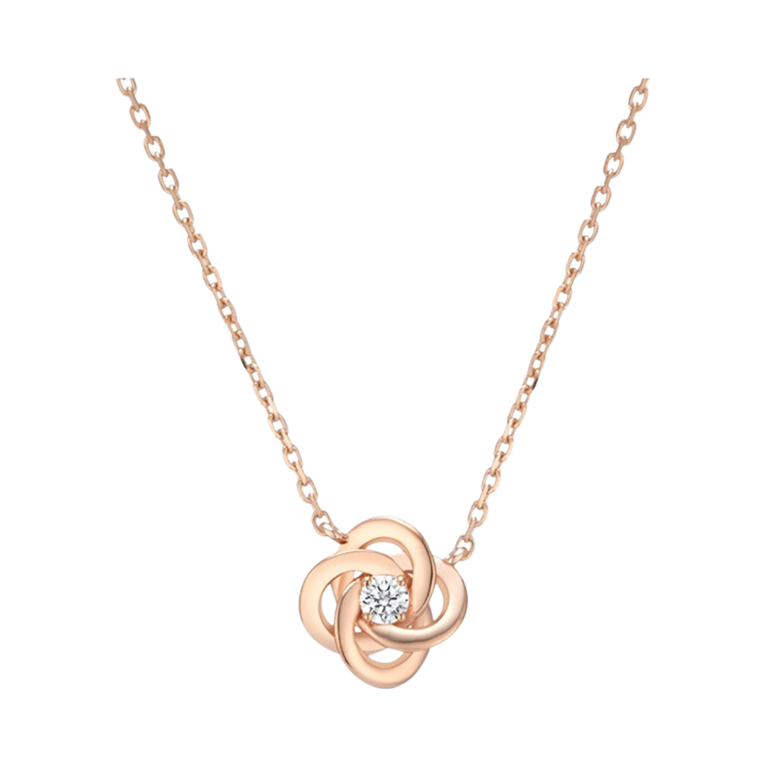 미꼬 우먼 로제 멜리 다이아몬드 네클리스 핑크 골드(Miko Women Rose Melee Diamond Necklace Pink Gold)